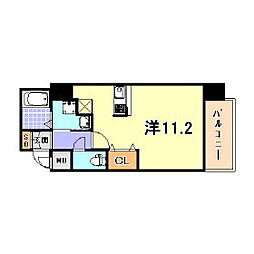 プライムレジデンス神戸・県庁前 ワンルームの間取図画像