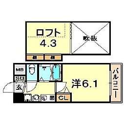 エステムコート三宮EASTポルトマーレ 1Kの間取図画像