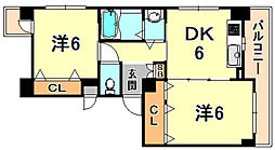 サンヴェール青谷 2DKの間取図画像