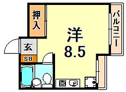 ハイツオークラしのはら ワンルームの間取図画像