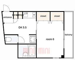 三雄ビル 1DKの間取図画像