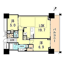 ベイシティタワーズ神戸WEST 2LDKの間取図画像