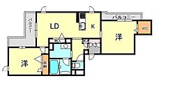 シャーメゾンブランシュ岡本 2LDKの間取図画像