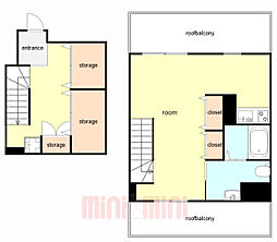 グラージェ三宮 1Kの間取図画像