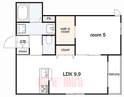メゾンドコリーヌ平野 1LDKの間取図画像