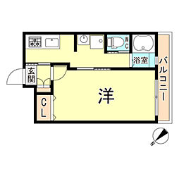 河北ビル 1Kの間取図画像