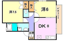 メゾン・ド・ファミーユ 2DKの間取図画像
