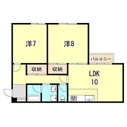 グリーンハイツ妙法寺B 2LDKの間取図画像