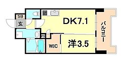 セレニテ三宮プリエ 1DKの間取図画像