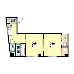 中間東雲ハイツ 2Kの間取図画像