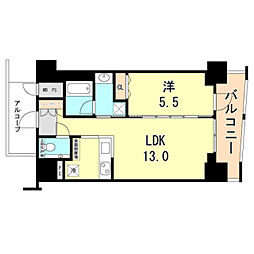 ワコーレ神戸三宮マスターレジデンス 1LDKの間取図画像