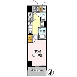 カスタリア三宮 1Kの間取図画像