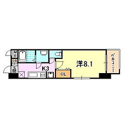 プロシード神戸元町 1Kの間取図画像