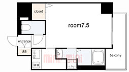 MJC神戸ブレイヴ 1Kの間取図画像