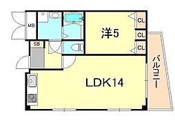 アドモリモト元町通 1LDKの間取図画像