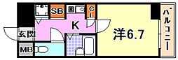 ロイヤルヒル神戸三ノ宮Part2 1Kの間取図画像
