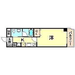 フキ三宮ビル 1Kの間取図画像
