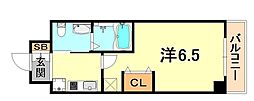 エステムプラザ神戸三宮ルクシア 1Kの間取図画像