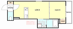 (仮称)  LIX 神戸松原通 1LDKの間取図画像