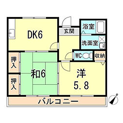 メゾンラフォーレ 2DKの間取図画像