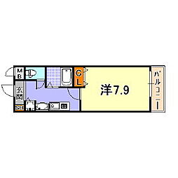 ロイヤルヒル神戸三ノ宮 1Kの間取図画像