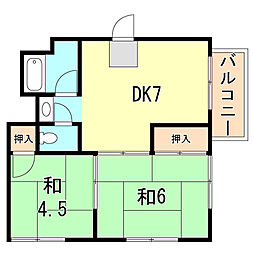 ロイヤル中山手 2DKの間取図画像