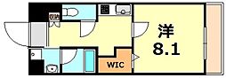 ブランピュール 1Kの間取図画像