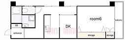 ルナ馬場町 1DKの間取図画像