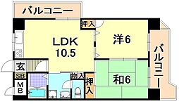 メゾンエクレール元町 2LDKの間取図画像