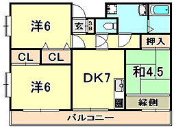 オルタンシア大池 3DKの間取図画像