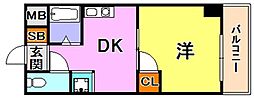 サンパレス北浦 1DKの間取図画像