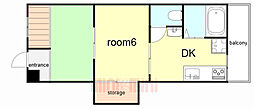ハイツ 2DKの間取図画像