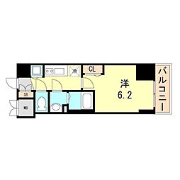 プレサンスKOBEシフォン 1Kの間取図画像
