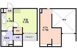 サンクス東須磨 1Kの間取図画像