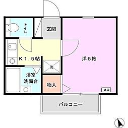 シャルムN 1Kの間取図画像