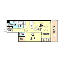 アーバニス神戸下沢通ヴェルサ 1LDKの間取図画像