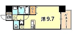 Casita神戸元町JP ワンルームの間取図画像