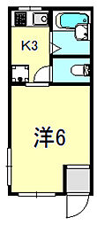 名倉ハイツB 1Kの間取図画像