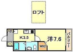 ワコーレヴィアノ須磨関守 1Kの間取図画像