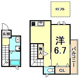Sunwing妙法寺 1Kの間取図画像