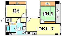 ウィング長田北町 2LDKの間取図画像