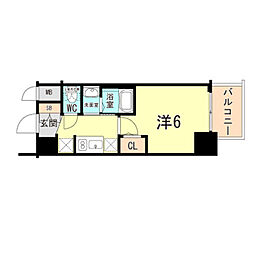 エステムコート神戸湊町 1Kの間取図画像