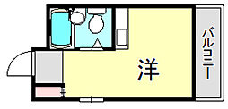 シャトー第9神戸夢野 ワンルームの間取図画像
