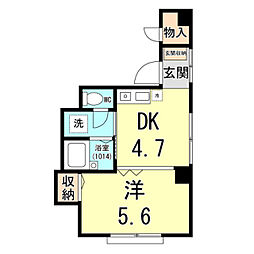 イースト西代 1DKの間取図画像