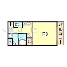 クレアドル須磨 1Kの間取図画像