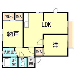 サンとざきA棟 1SLDKの間取図画像