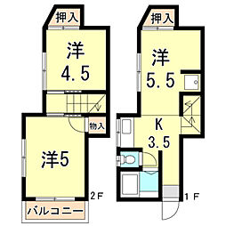 クローバー2東棟 3Kの間取図画像