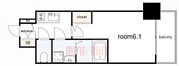 エスリード神戸兵庫駅ミッドポート 1Kの間取図画像