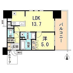 ワコーレザ・神戸旧居留地レジデンスタワー 1LDKの間取図画像