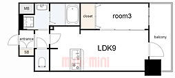 プレサンス神戸水木通ルミエス 1LDKの間取図画像
